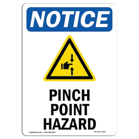 Signmission OSHA Sign, 10" H, 7" W, Aluminum, Pinch Point Hazard Sign With Symbol, Portrait, V-17289 OS-NS-A-710-V-17289
